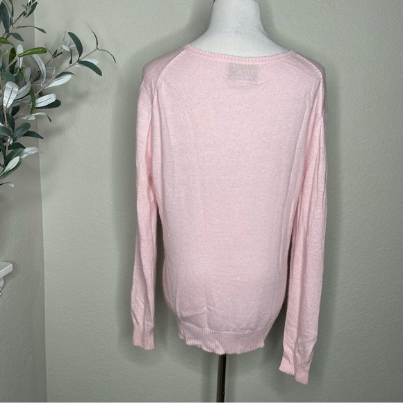 Wildfox the White Label Red Heart Sequin Pink Lighweight Pullover Sweater Small - Picture 6 of 10
